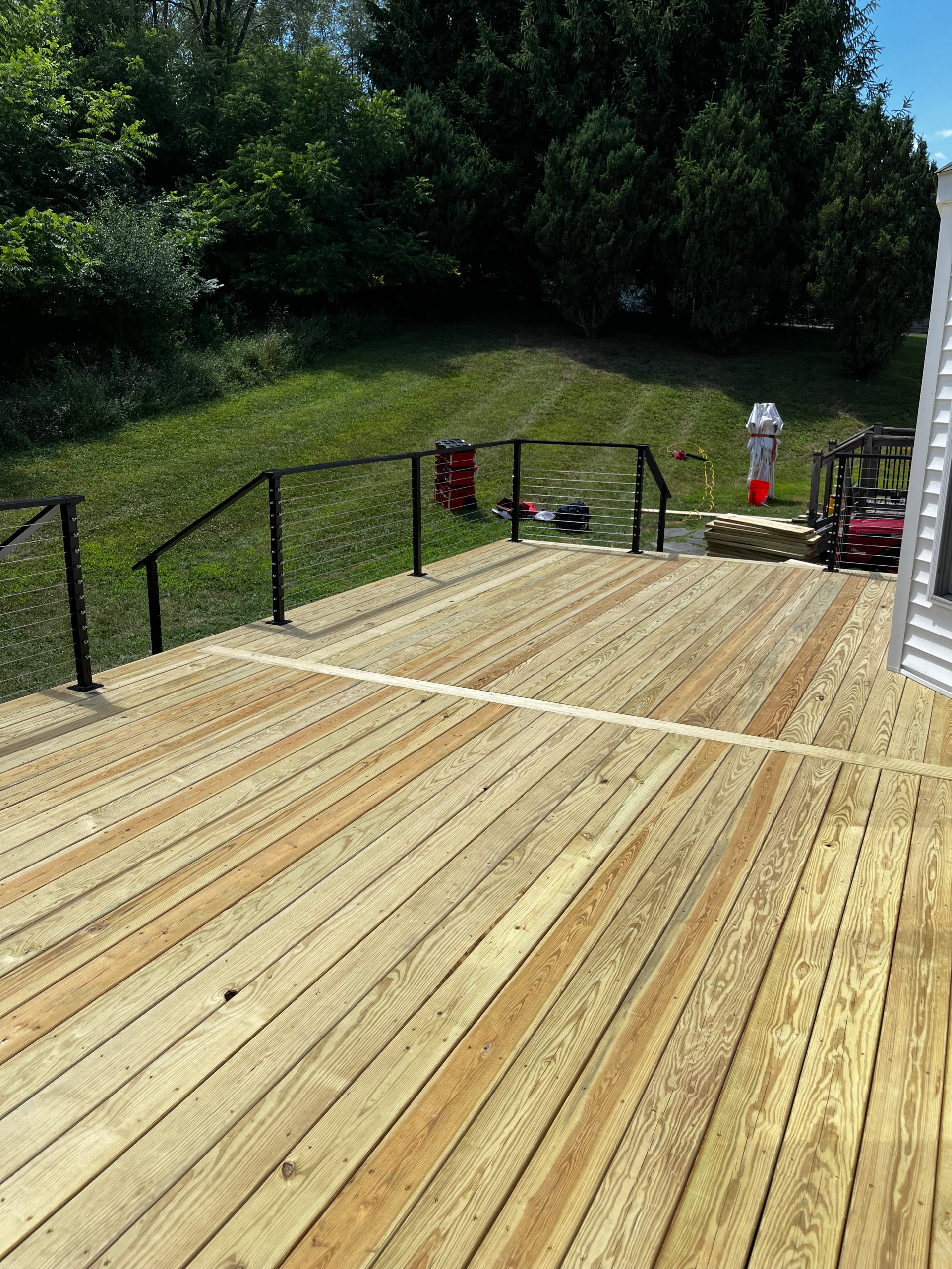 Pressure Treated Wood  Deck with Cable Rail System
