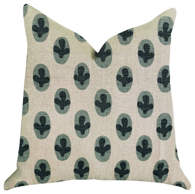 Cacti Pear in Green and Beige Color Luxury Throw Pillow, 26"x26"