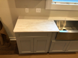 Rhino White Marble Kitchen Countertops in McKinney, TX – Granite Republic