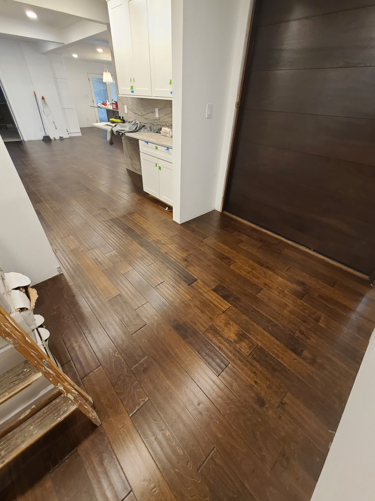 Sleek Engineered Hardwood & Modern Sliding Door by I’m The Man Services
