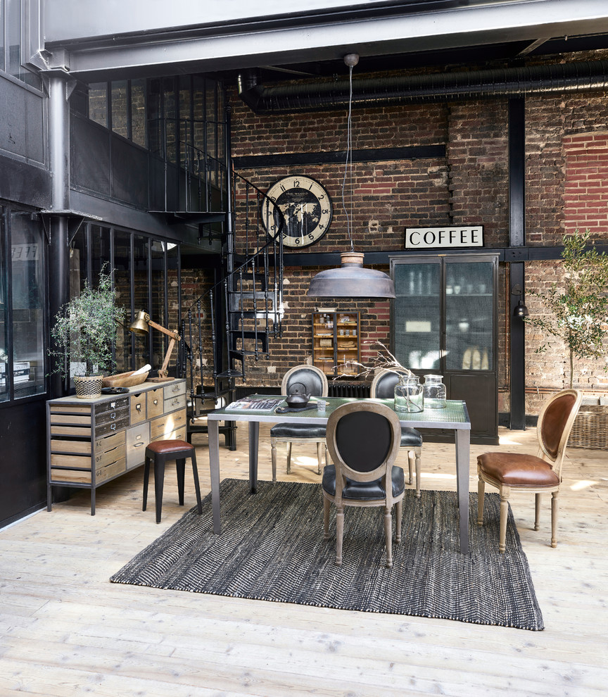 Inspiration for an industrial dining room in London.