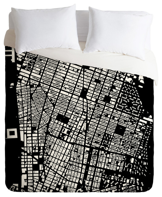 Deny Designs Cityfabric Inc Nyc Black Duvet Cover Contemporary