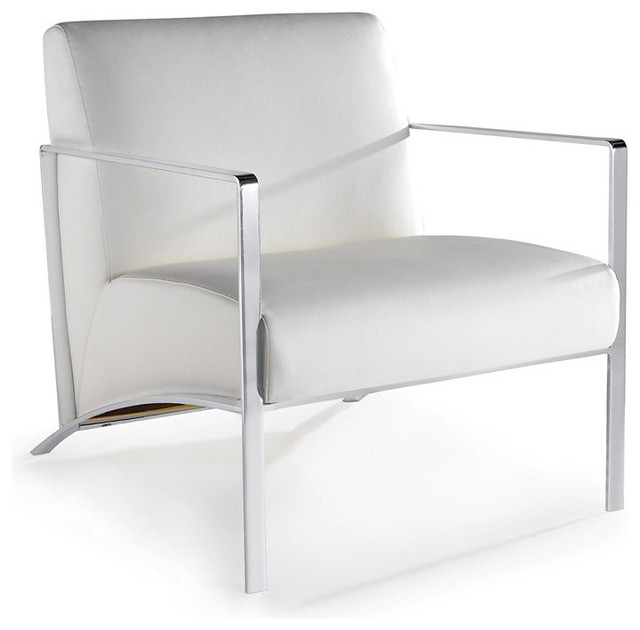 Kinney Lounge Chair, White, Naugahyde