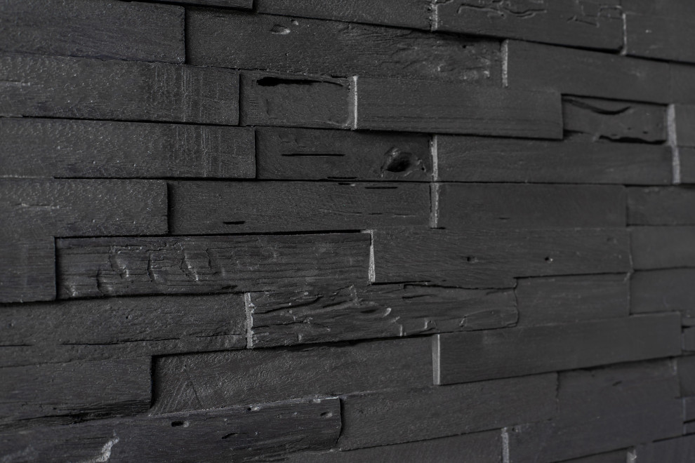 3D Wood Planks for Walls and Ceilings, 9.5 sq. ft, Dark Graphite