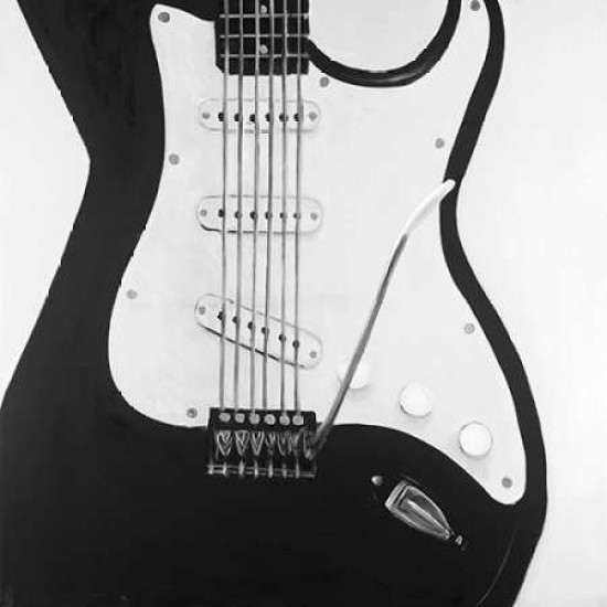 "Black Electric Guitar" Poster Print by Atelier B Art Studio, 12"x12