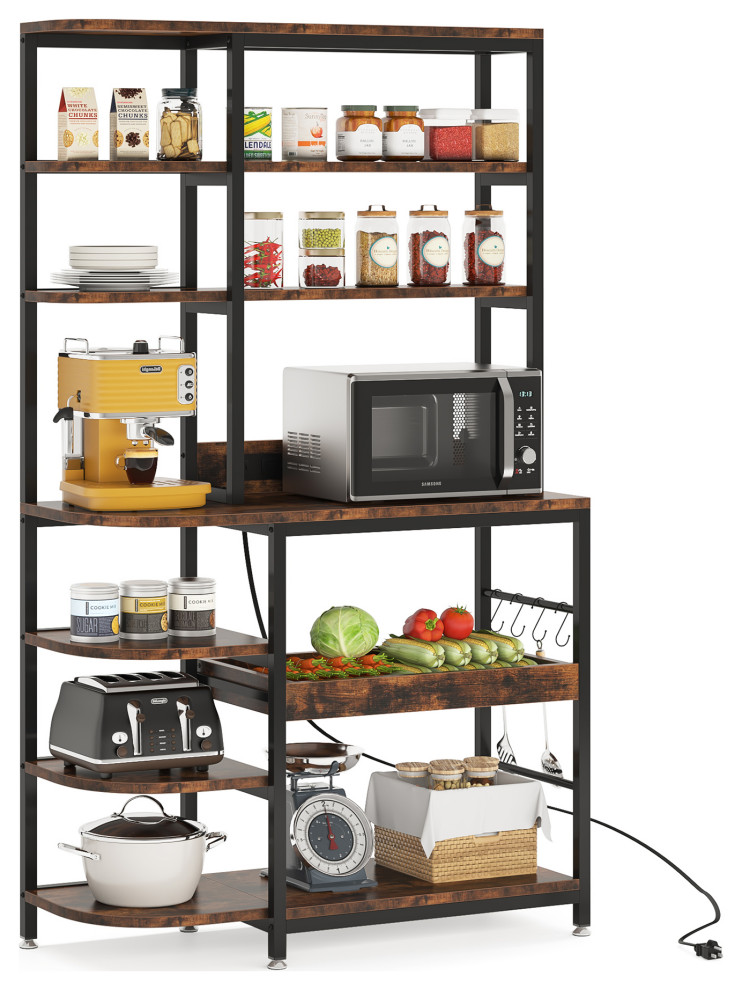 Tribesigns Kitchen Bakers Rack With Power Outlets Industrial Baker