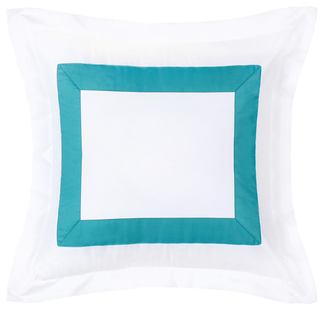 Turquoise Flange Sham Pillow Cover, 20"x20"
