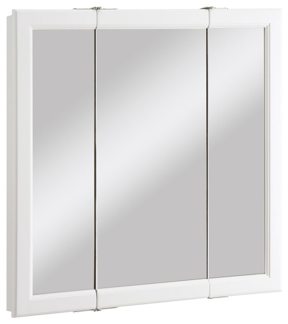 Wyndham Tri View Medicine Cabinet Mirror 30 White Traditional Medicine Cabinets By Buildcom