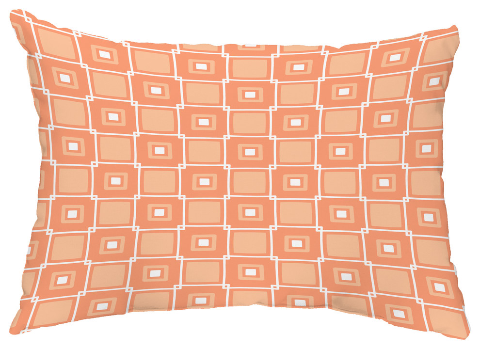 Square Pop 14"x20" Decorative Abstract Outdoor Throw Pillow, Coral