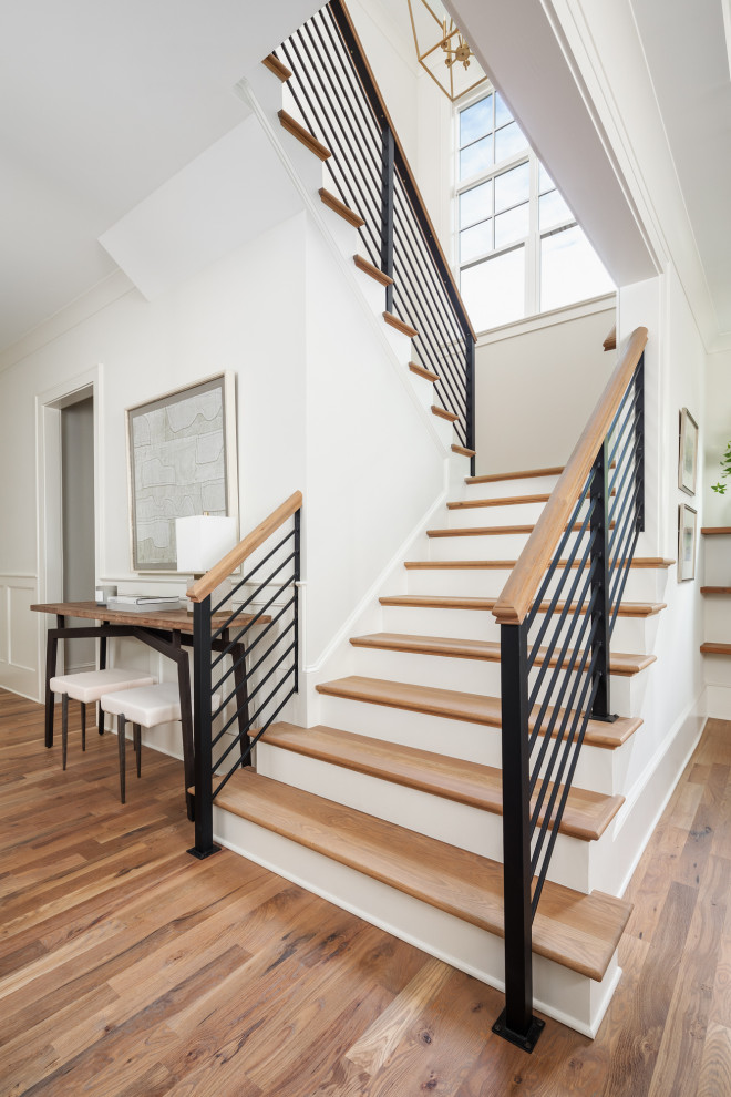 Inspiration for a cottage staircase remodel in Charlotte