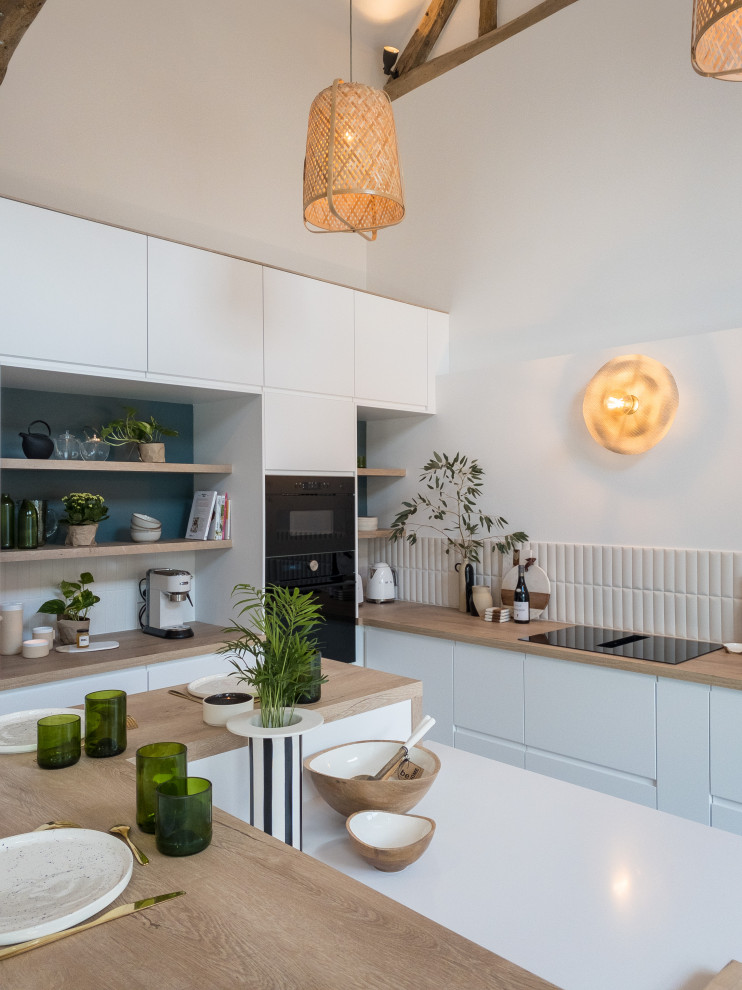 Rénovation d’une longère dans les Yvelines  Cuisine conviviale et lumineuse