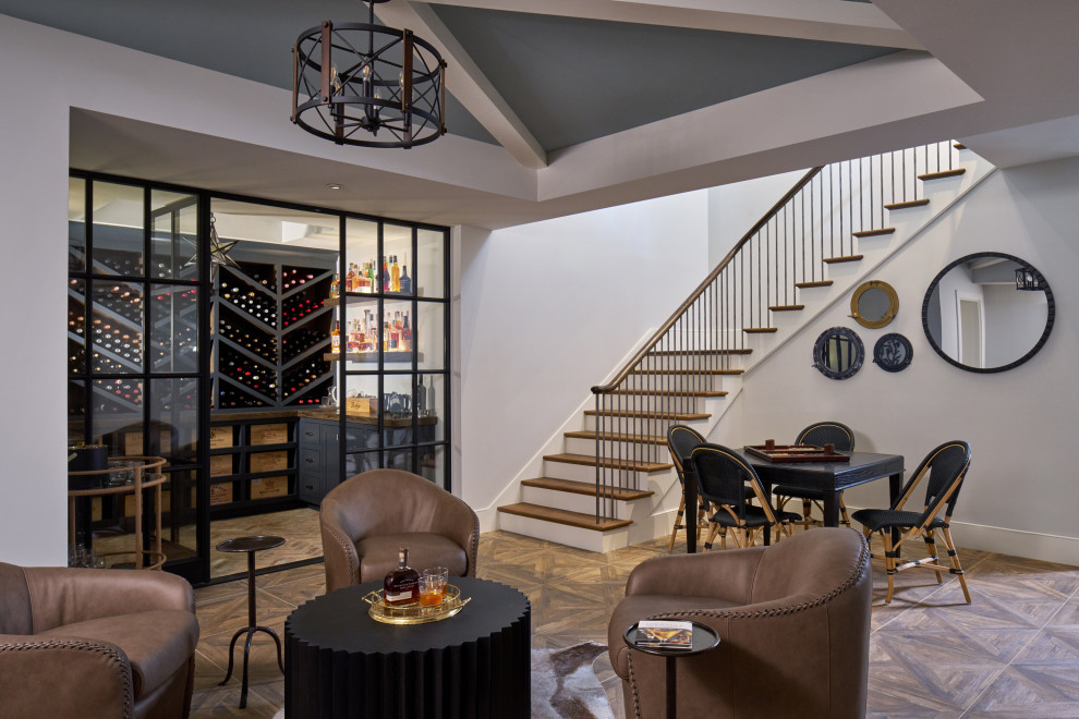 Inspiration for a mid-sized coastal porcelain tile wine cellar remodel in DC Metro