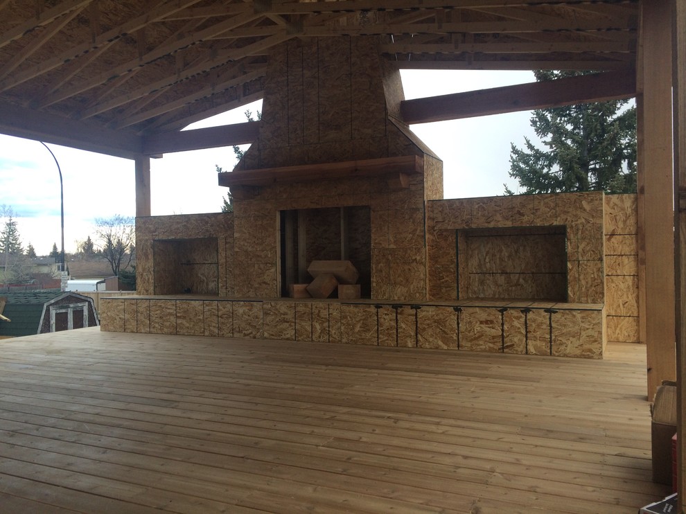 Mountain style home design photo in Calgary