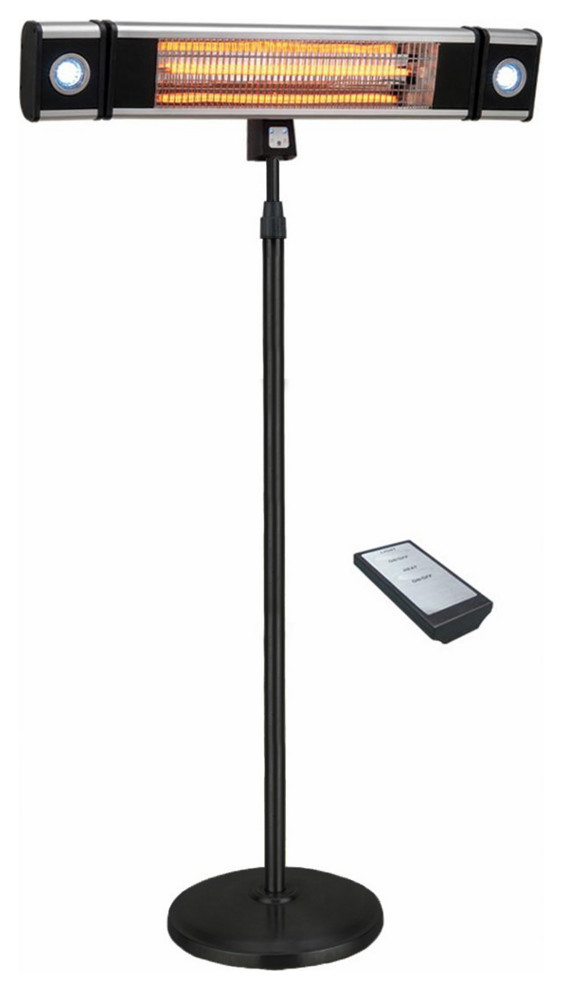 Infrared Electric Outdoor Heater, Freestanding With Led and Remote