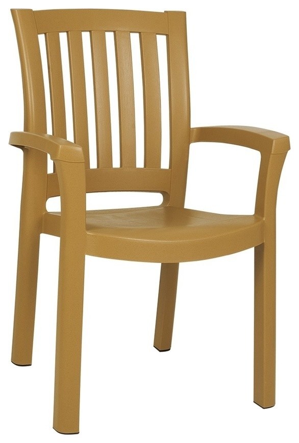 Sunshine Resin Dining Arm Chair Teak Brown