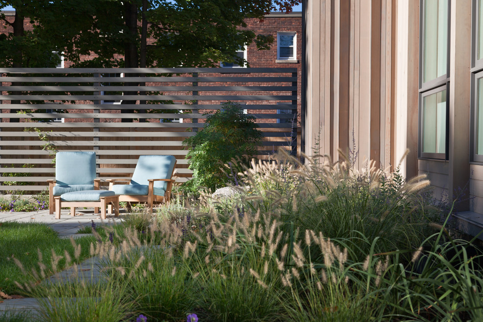 Design ideas for a contemporary backyard garden in Boston.