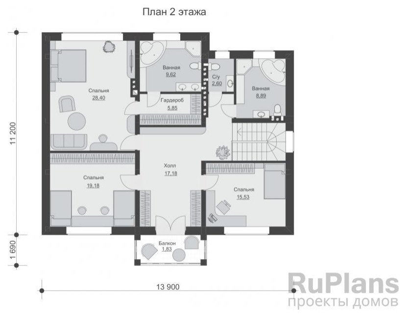 Rg5020 - Проект двухэтажного дома с цоколем