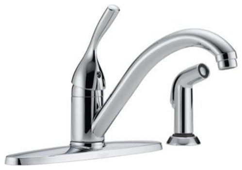 Delta 400-DST Single Handle Kitchen Faucet With Spray, Chrome