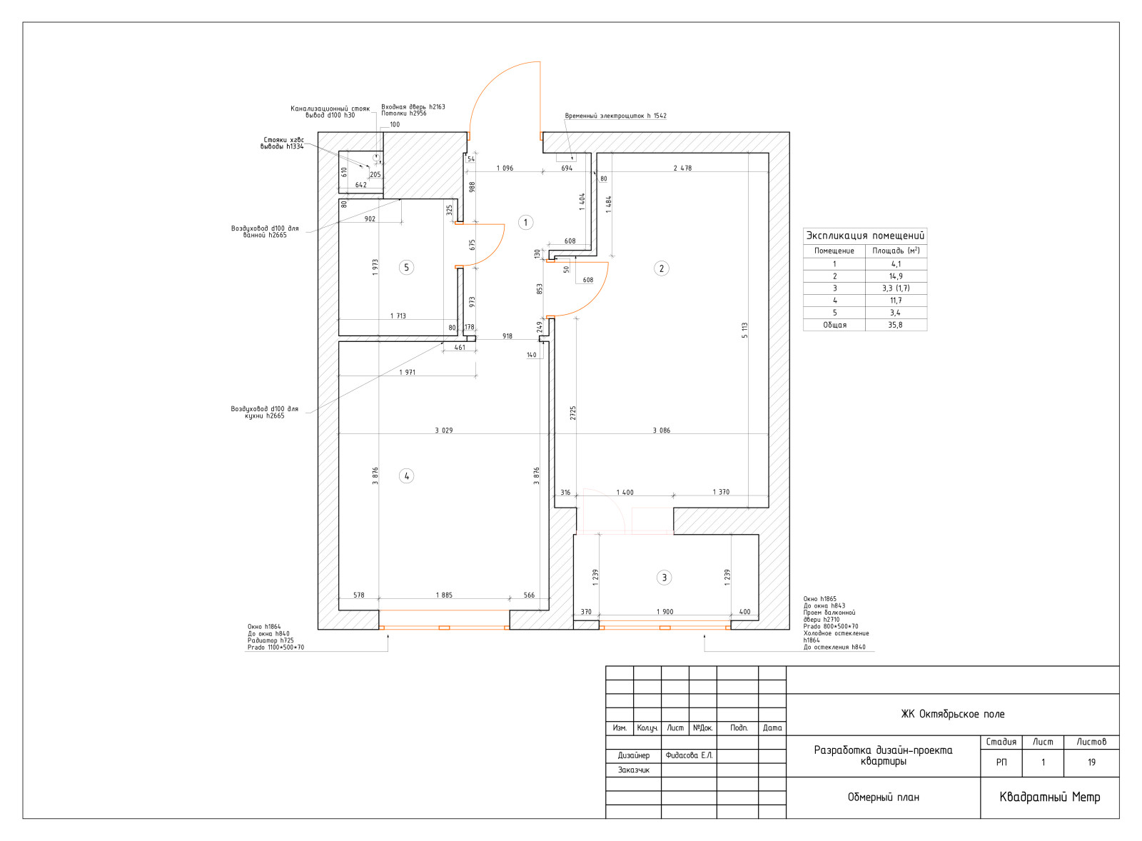 Дизайн-проект квартиры в ЖК Октябрьское поле 36 м2