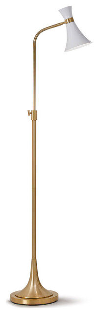 HOMEGLAM Bonnie One Light Adjustable 70"H Metal Floor Lamp, Brass/White