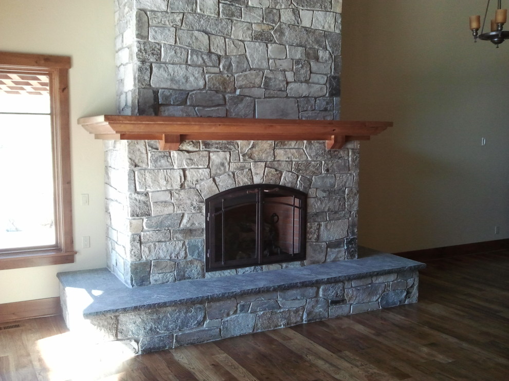 Canyon Creek Ledgestone & Blue Limestone Hearth - Seattle - by