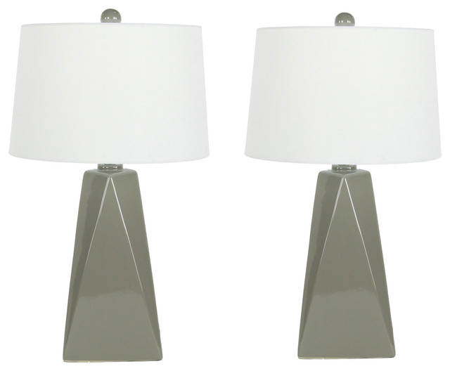 Urban Designs Bossa Nova Collection 29 Inch Glazed Ceramic Table Lamp Set Gray