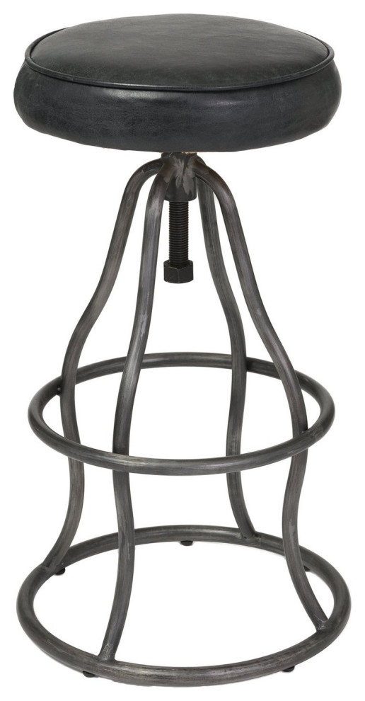 Bowie Bar Stool Distressed Black Leather Industrial Bar Stools And Counter Stools by