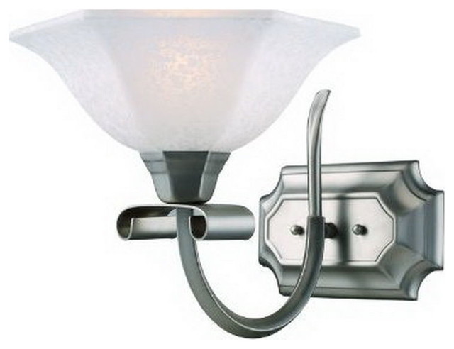 Satin Nickel Wall Sconce With Frosted Glass - Traditional - Wall ...