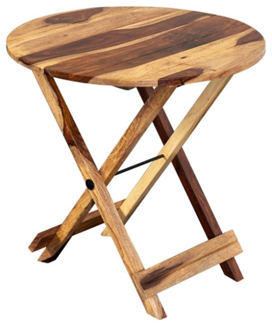 Porter Designs Solid Wood Round Accent Table Harvest Rustic Side