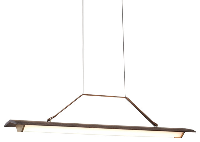 Penna 40 LED Pendant, Bright White, Brushed Brass/Dark Stained Walnut, 227v