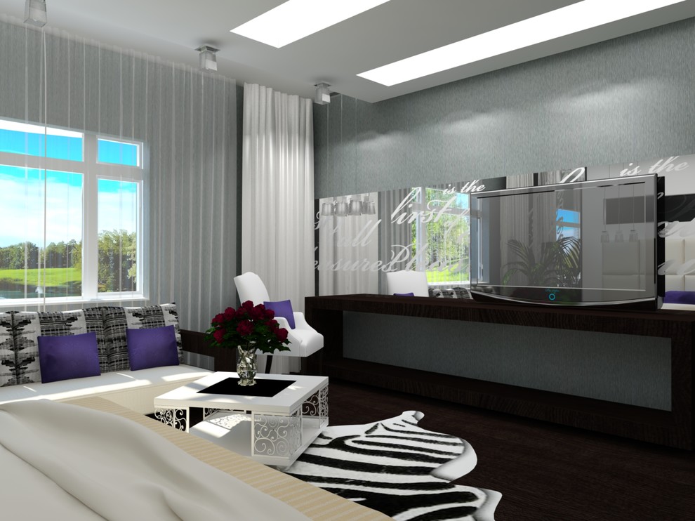 Интерьер загородного дома с красными акцентами