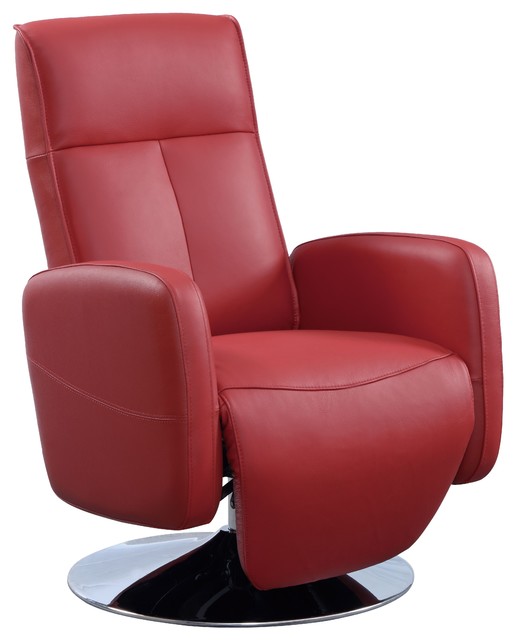 Milan Top Grain Leather Ergonomic 2, Contemporary Red Leather Recliner Chair