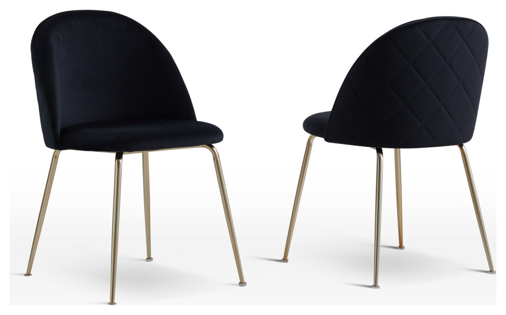 Tanisha Contemporary Dining Chair With Gold Legs, Set of 2