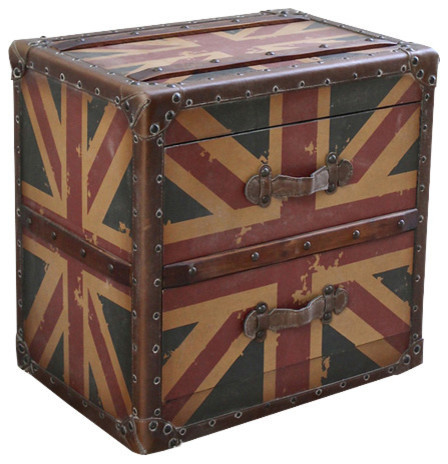 Vintage Antique 2 Drawer Union Jack Table Traditional Side