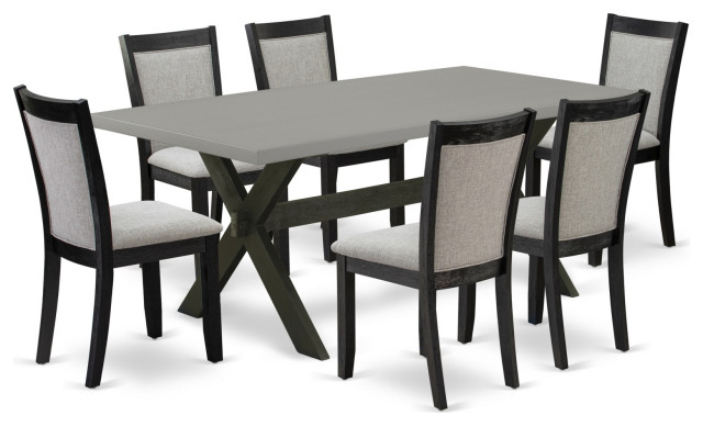 X697Mz606-7 7-Piece Dining Set, Rectangular Table and 6 Parson Chairs