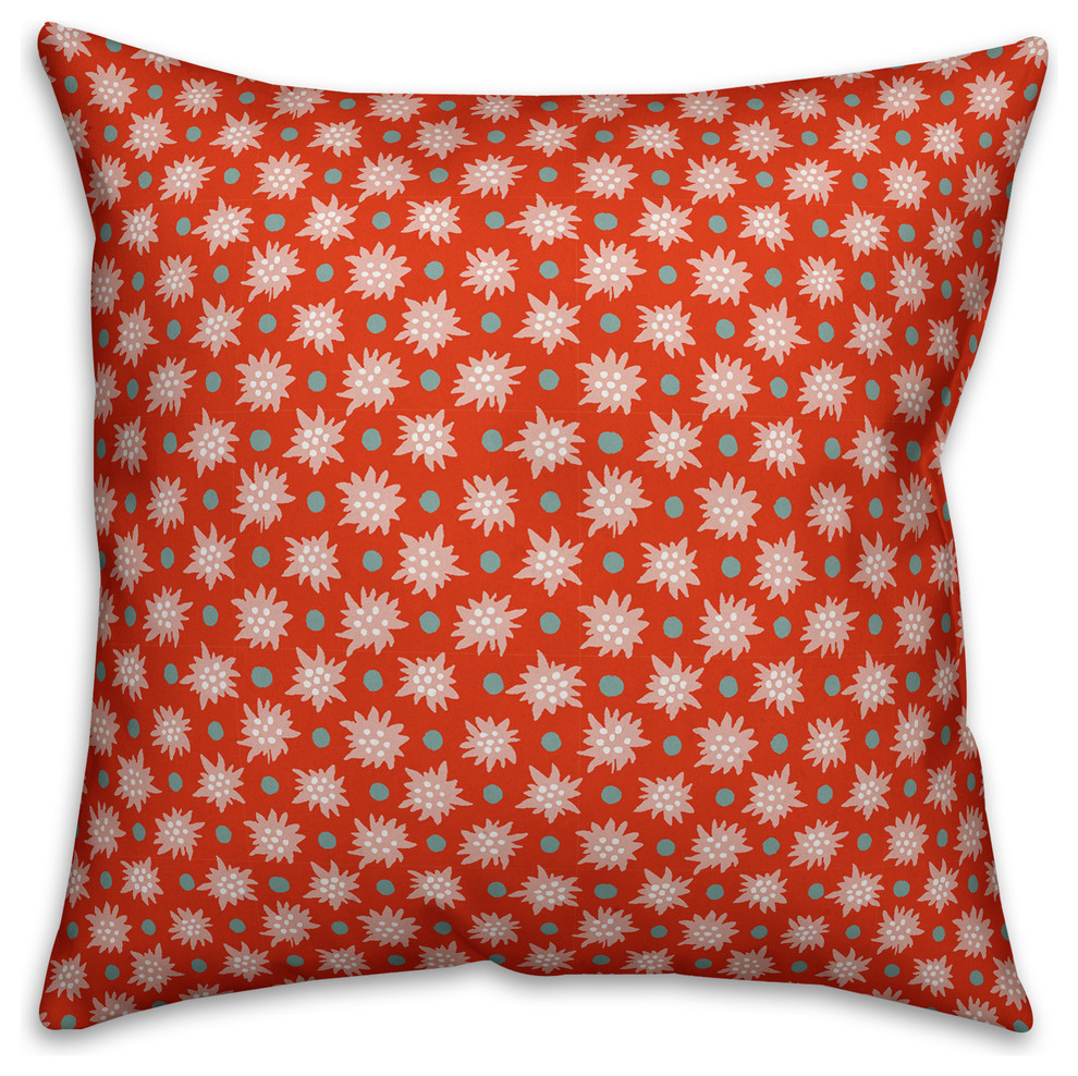 Abstract Snowflake Pattern, Red Throw Pillow, 20"x20"