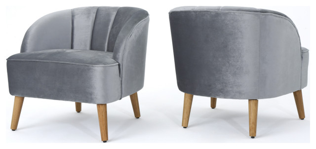 GDF Studio Scarlett Modern New Velvet Club Chairs, Set of 2, Pewter