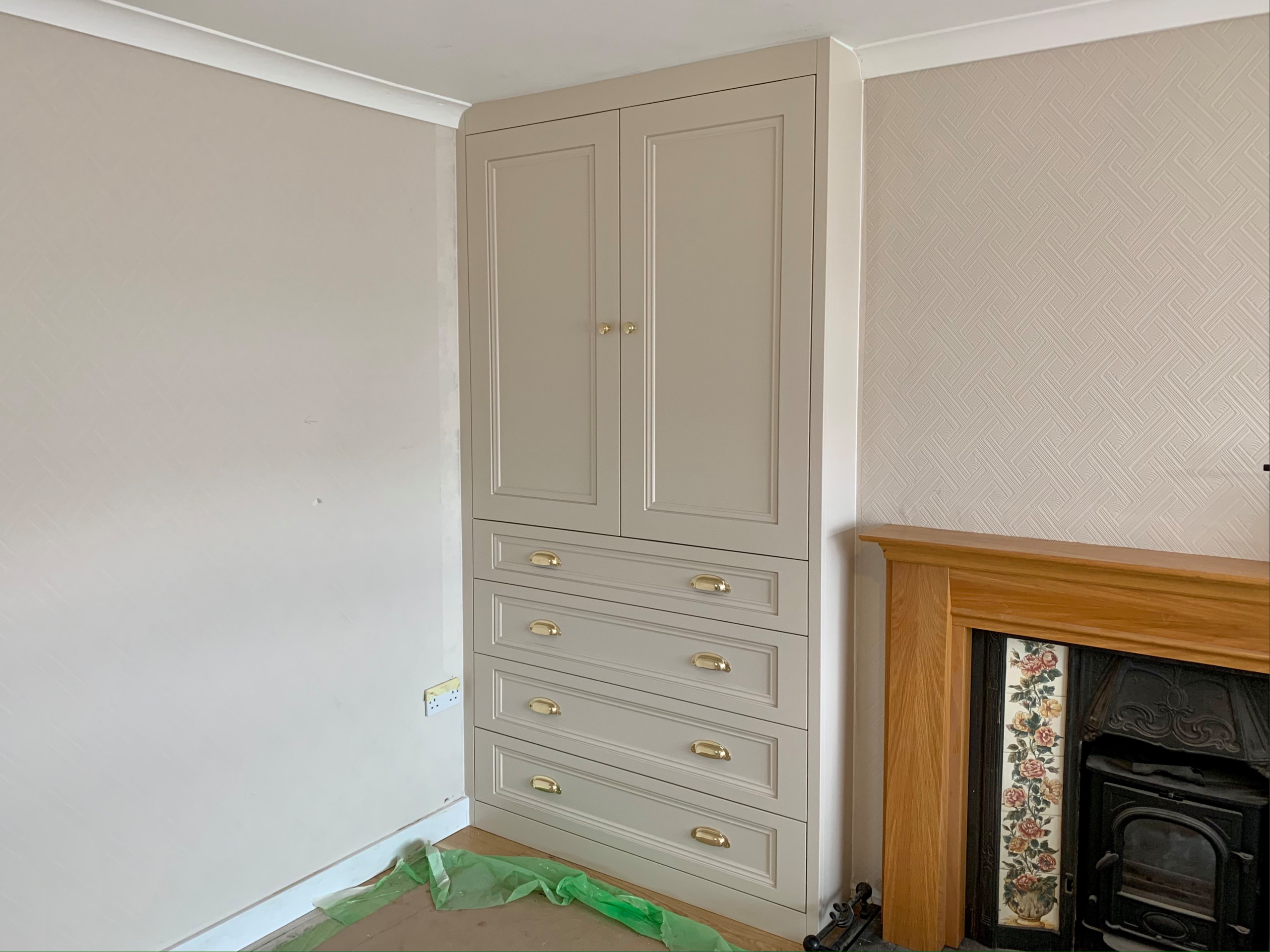 Large Bespoke Fitted Alcove Cabinet with Wide Drawers