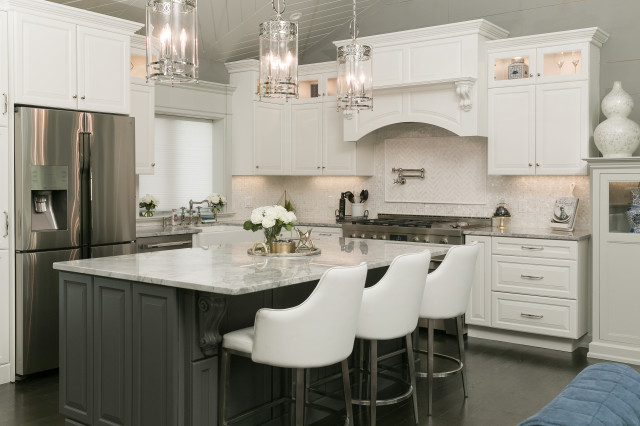 Transitional White and Gray transitional-kitchen