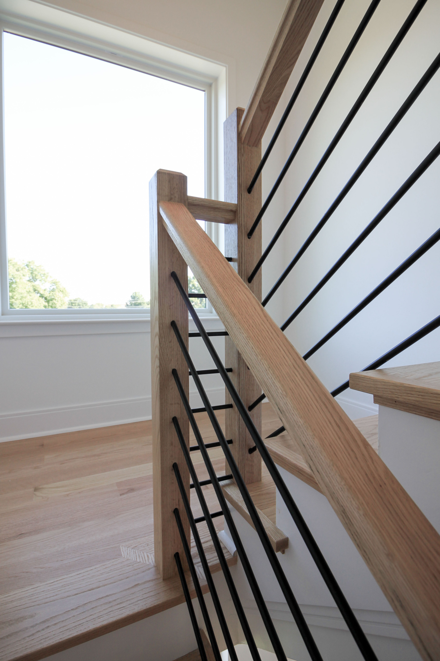 94_Neutral Color Floating Staircase with Metal Balusters, Bethesda MD 20817