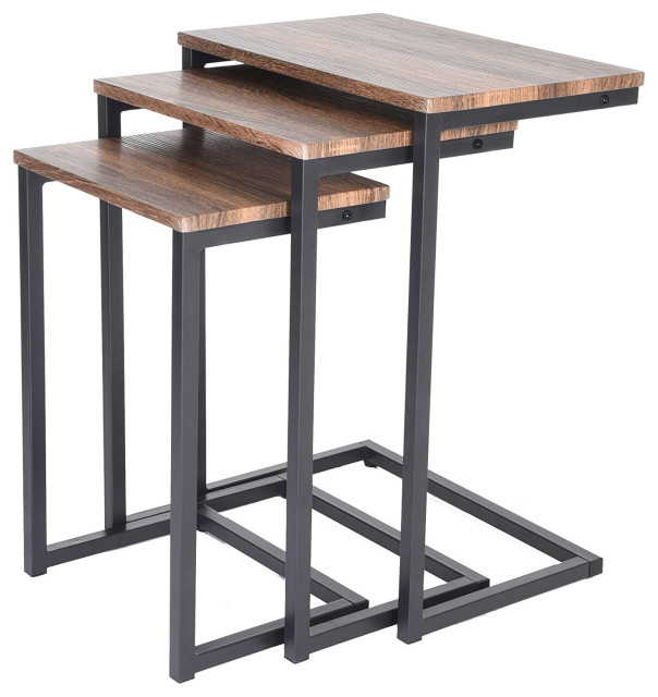Modern Nesting Side/End Tables Set of 3 Transitional Coffee Table