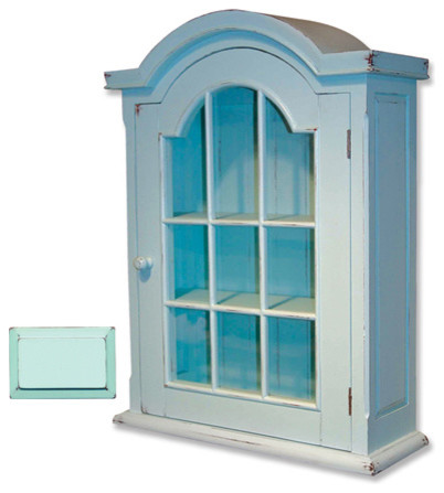 Wooden Glass Cabinet, Aqua