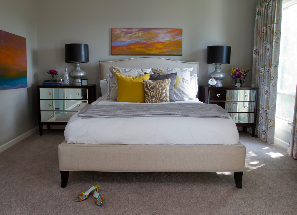 Photo of a transitional bedroom in Calgary.