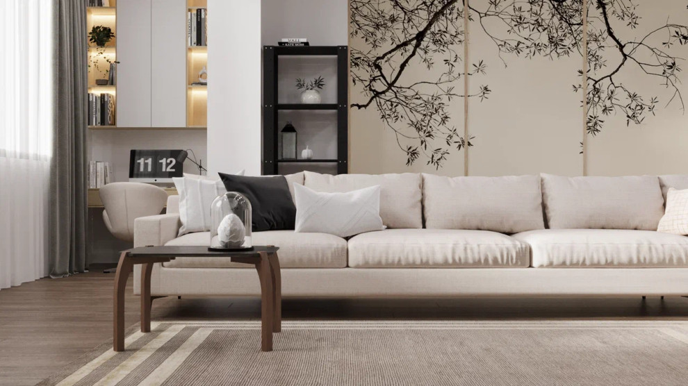 Журнальный столик в гостинную ТОРН / цвет черный и белый