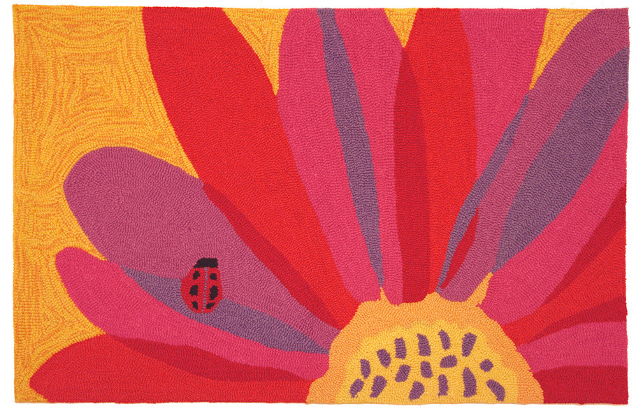 Ladybug On Pink Sunflower Rug