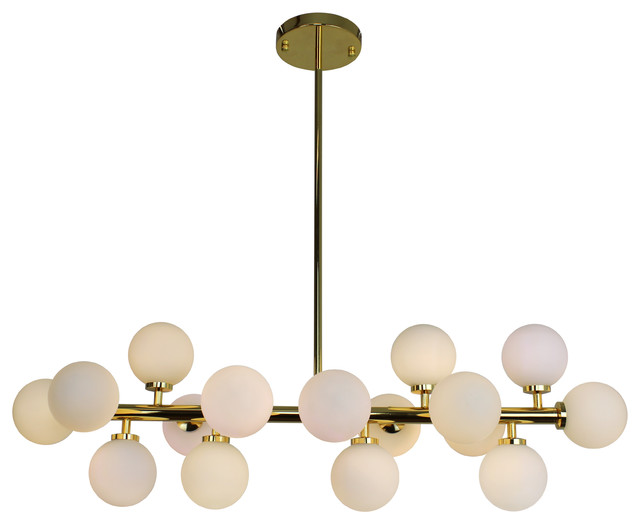 The Broadway Brass And Frosted Glass Globe Rectangular Chandelier - Orion 16 Light Glass Globe Rectangular Led Chandelier The Broadway Brass And Frosted Glass Globe Rectangular Chandelier - Orion 16 Light Glass Globe Rectangular Led Chandelier