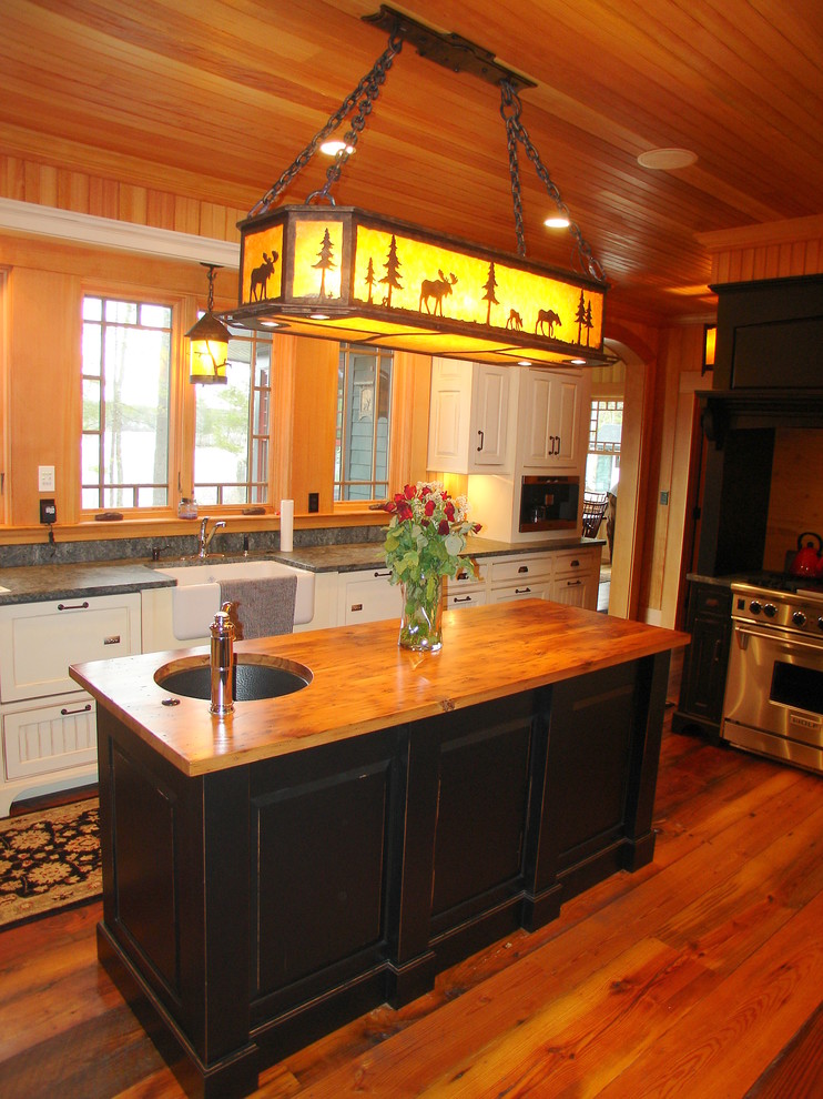 Design ideas for a traditional kitchen in Portland Maine with granite benchtops and stainless steel appliances.