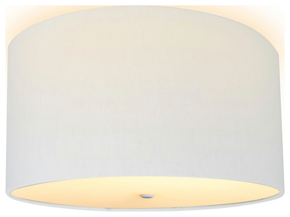 Moderne Flush Mount Conversion Kit 16"w White Linen Drum Lampshade