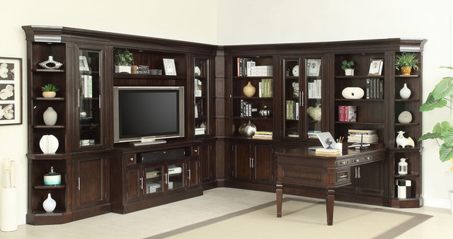 Stanford Library Peninsula Desk Entertainment Wall Unit