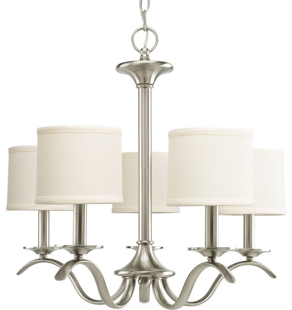 Inspire 5 Light Chandelier Transitional Chandeliers By Lamps Expo Inspire 5 Light Chandelier Brushed Nickel And Off White